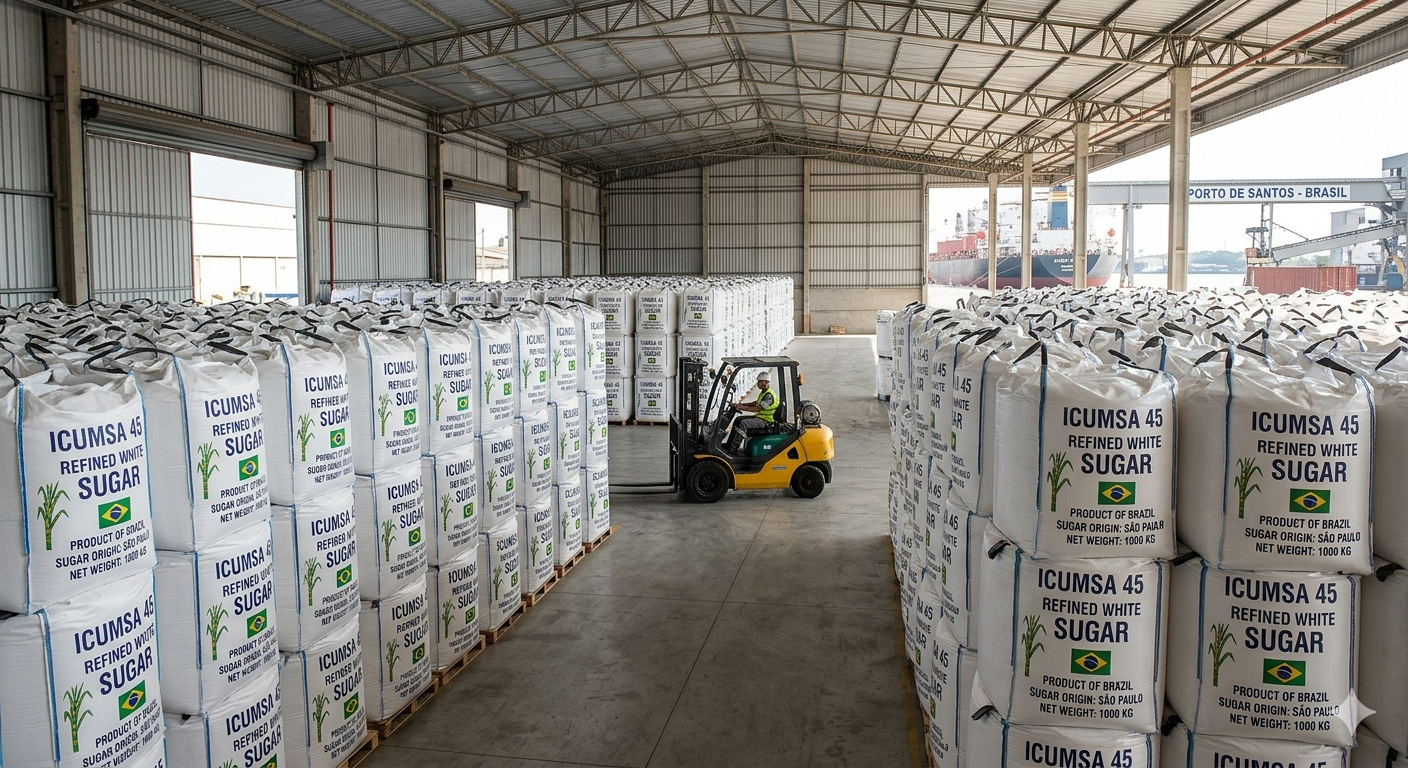 Brazilian ICUMSA 45 refined white sugar bulk bags