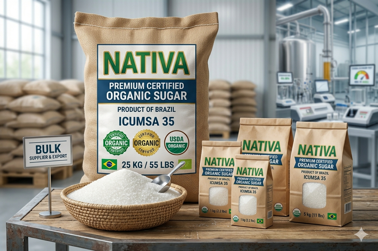 USDA certified organic sugar fair trade sustainable cane sugar bulk export