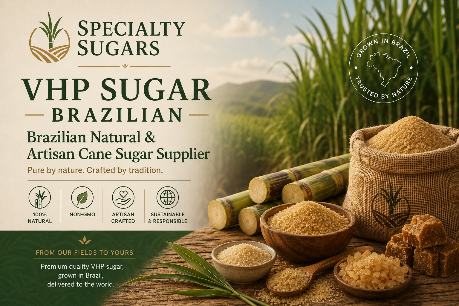 Brazilian VHP Sugar - Very High Polarization raw cane sugar